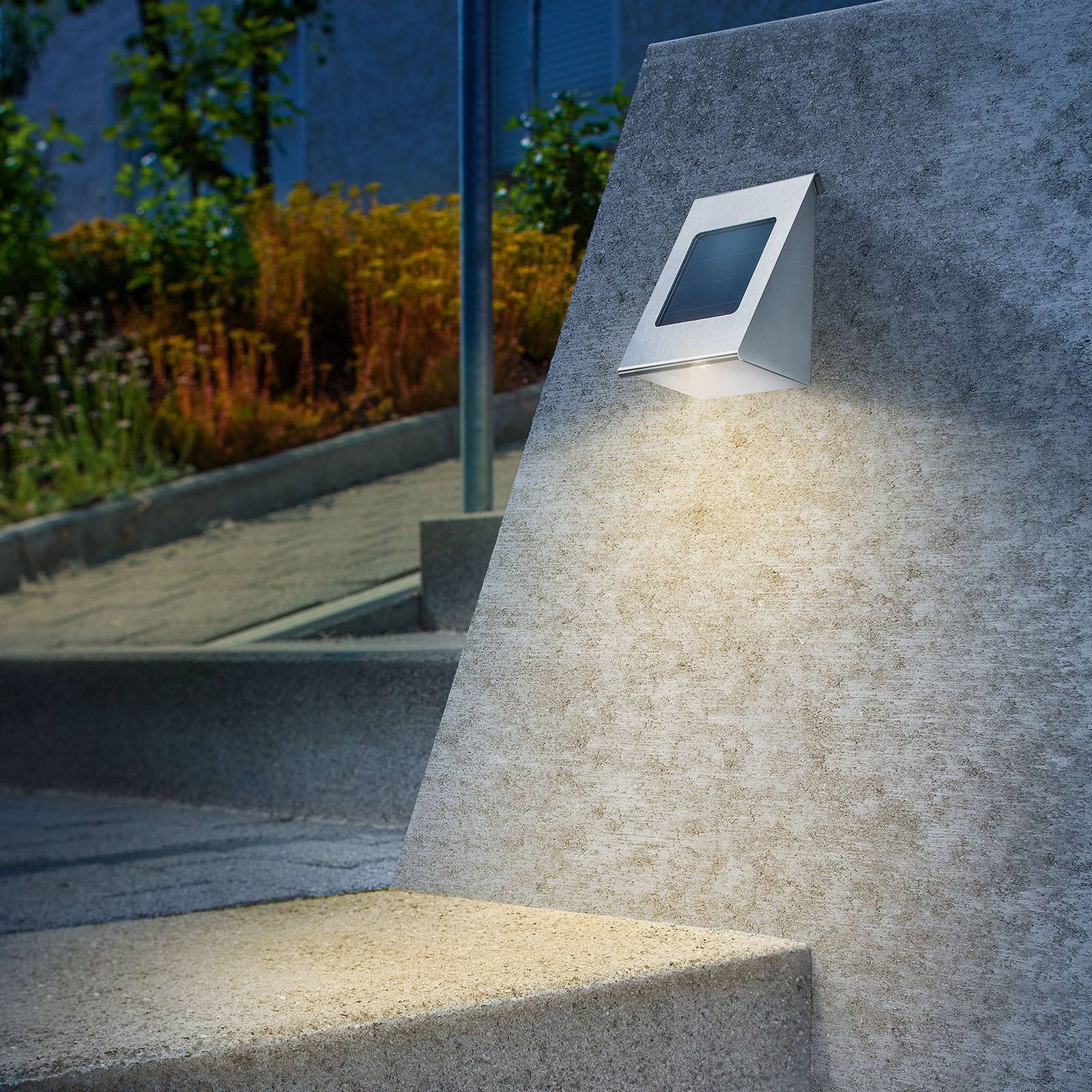 Solcellevegglampe Shine duo color rustfritt stål