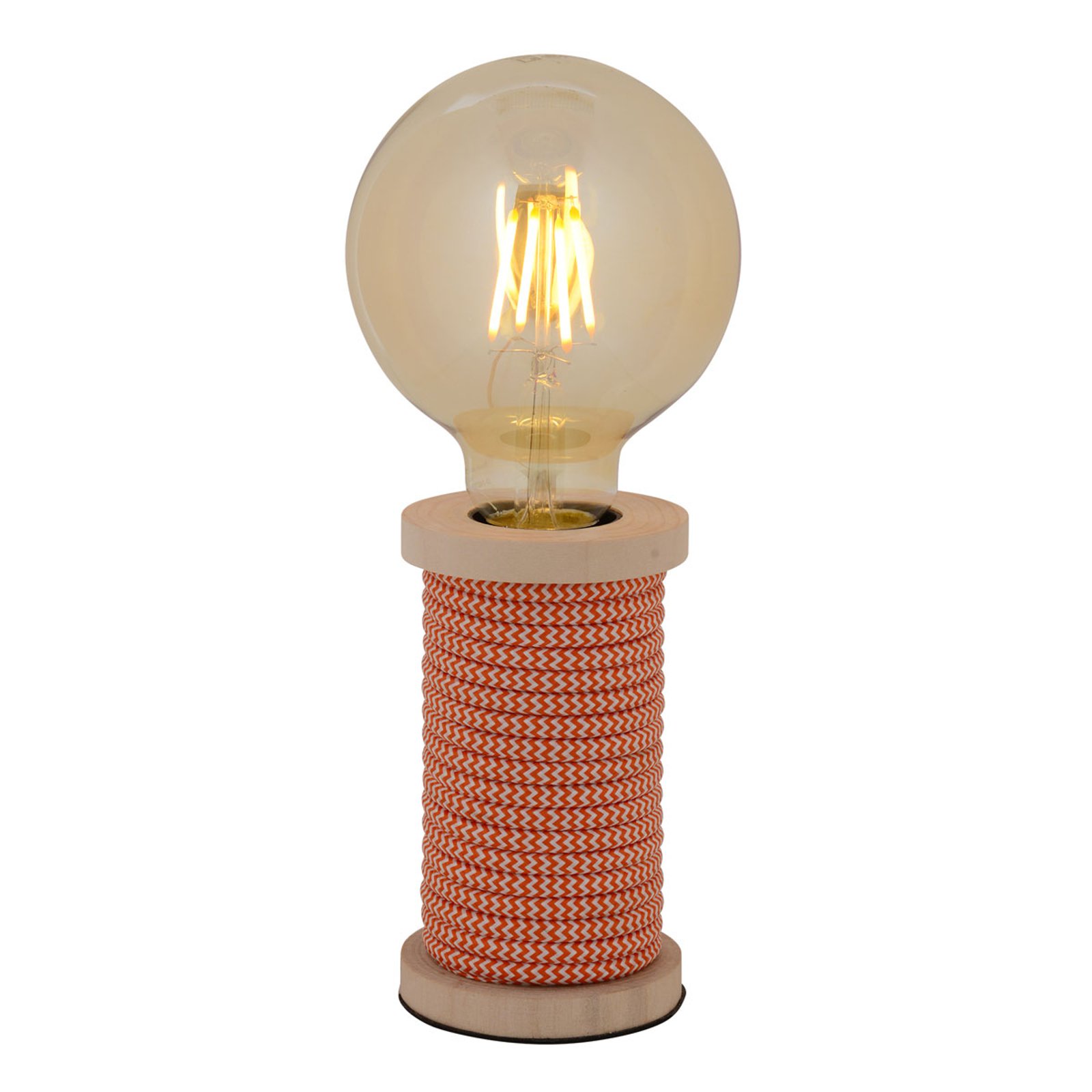 Bordlampe Max med fot i tre oransje