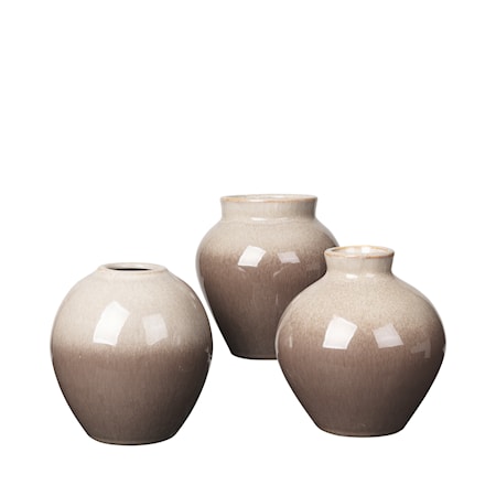 Ingrid Vase Sett med 3 Taupe