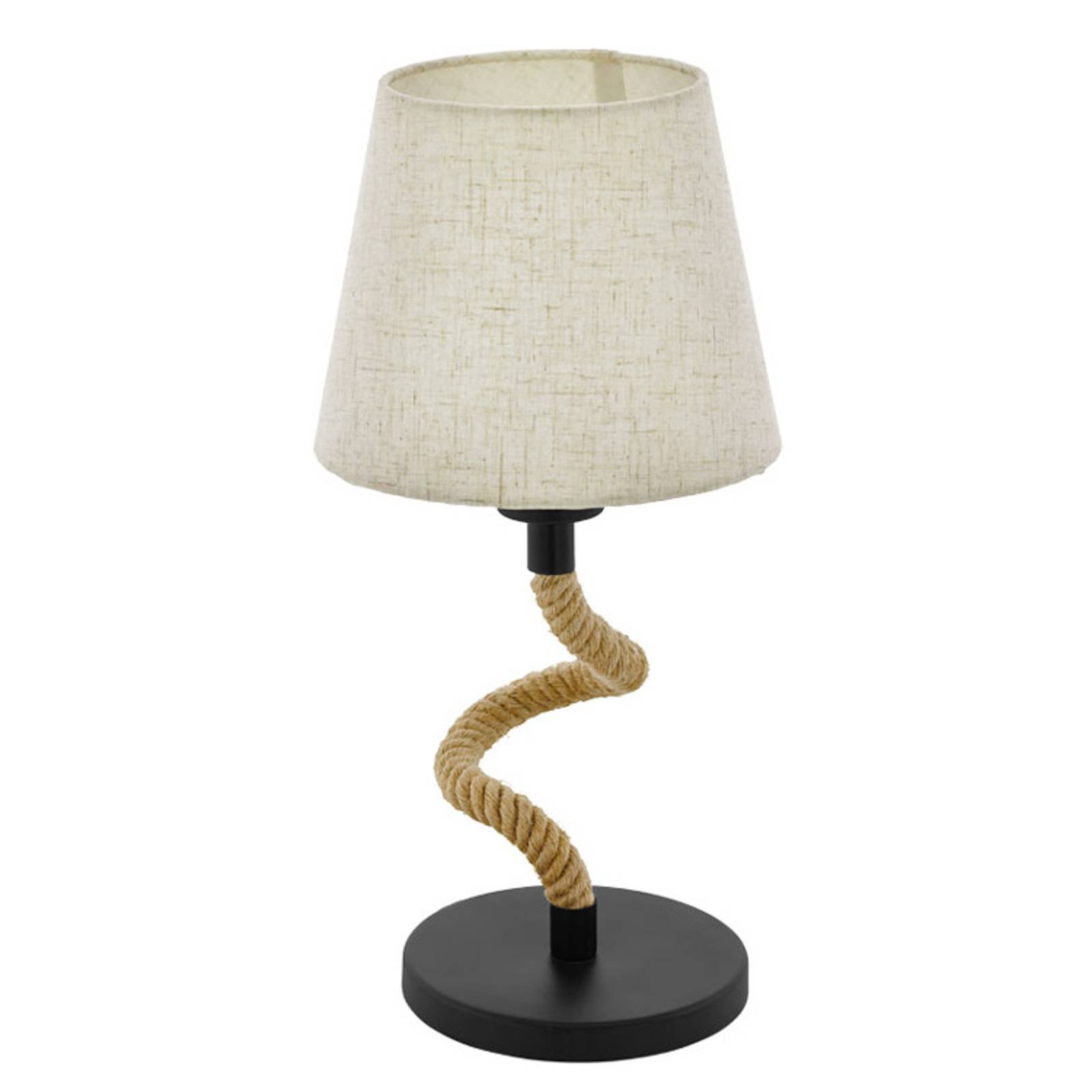 Bordlampe Rampside med tau og tekstilskjerm