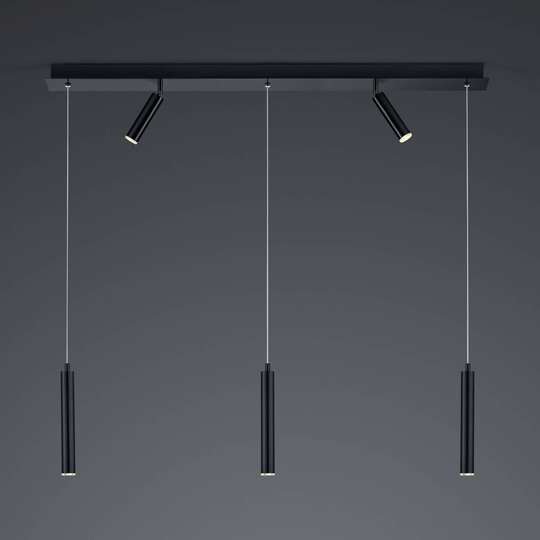 B-Leuchten Tom LED-hengelampe, 5 lyskilder, svart