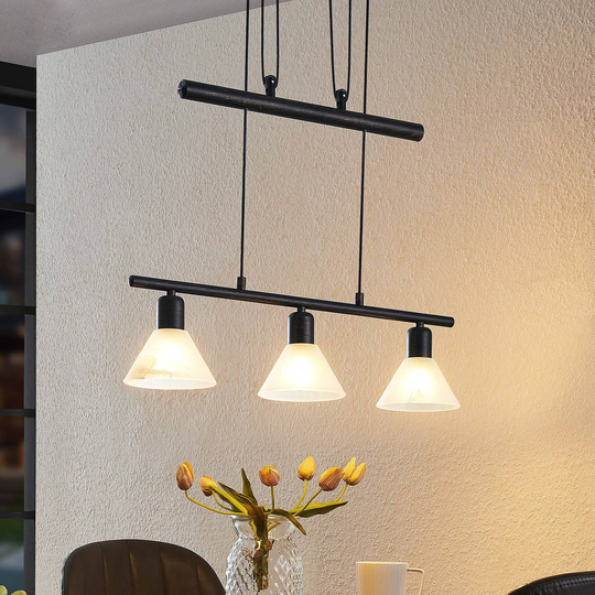 ELC Bealia pendellampe, justerbar, 3 lys, svart