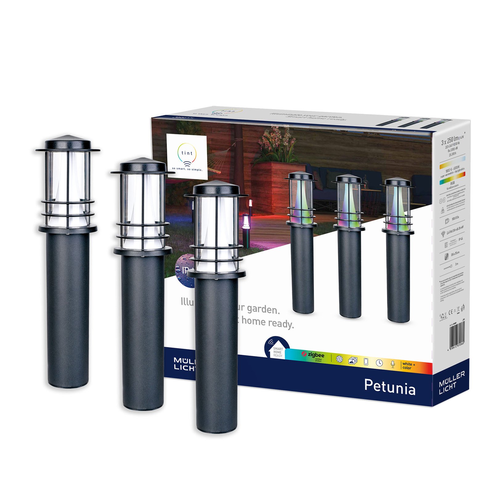 Müller Licht tint Petunia LED-veilampe 3-er sett