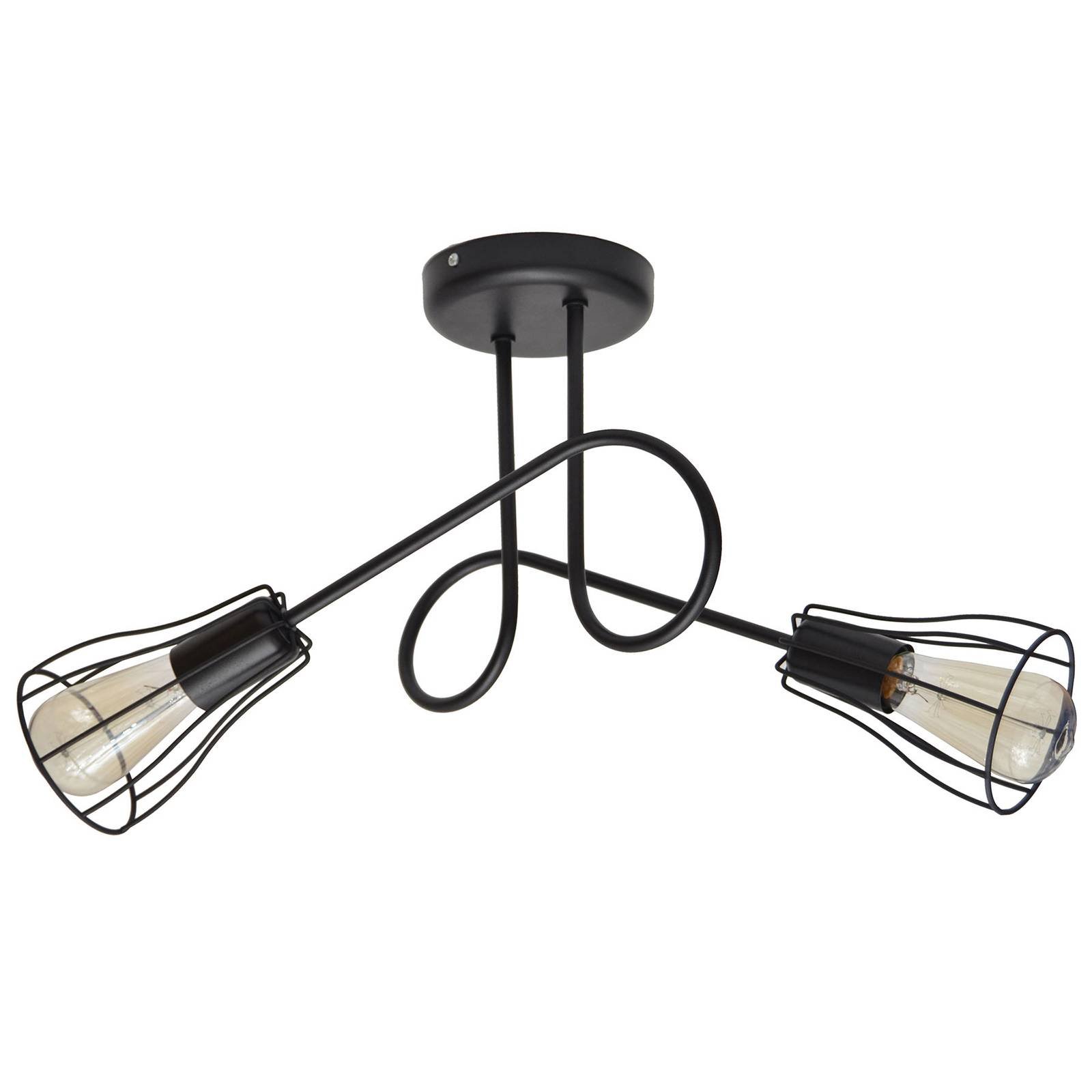 Taklampe Oxford, 2 lyskilder med burskjermer svart