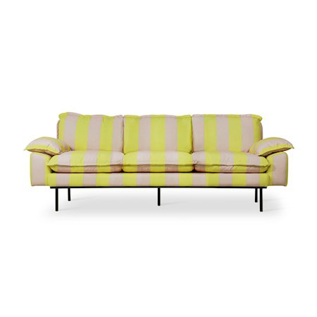 Retro Sofa 3-seter Striped yellow/Nude