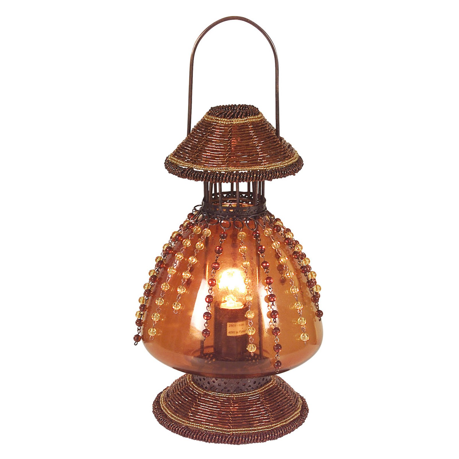 Bordlampe Perla som parafinlampe, rustbrun