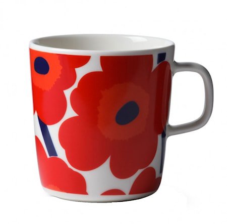 Unikko Mugg Rød/Hvit 40 cl