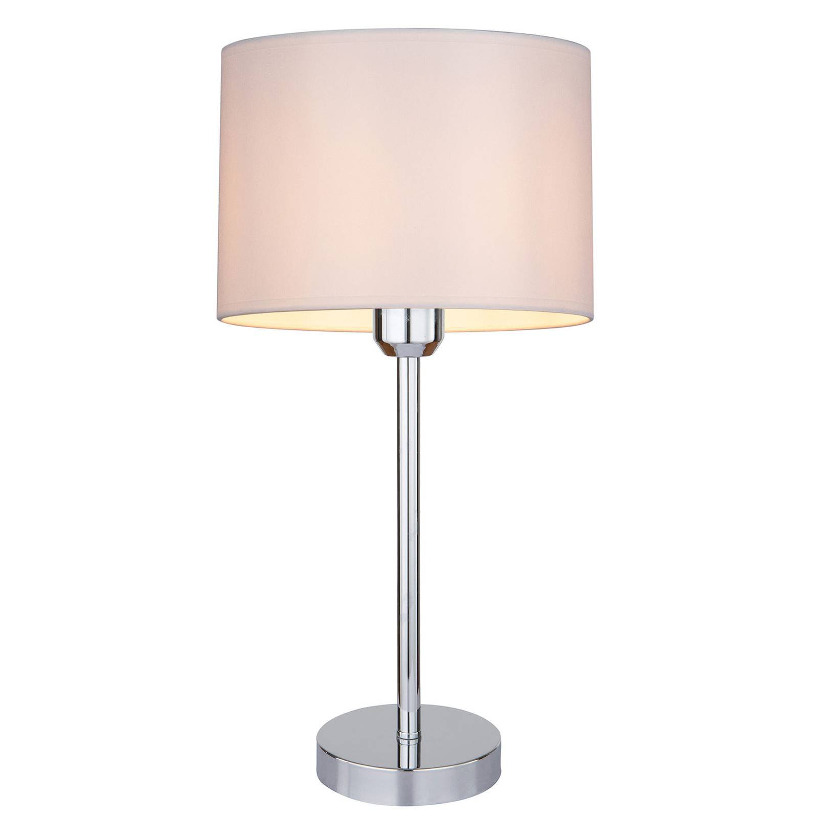 Bordlampe Maarit med tekstilskjerm, hvit/krom