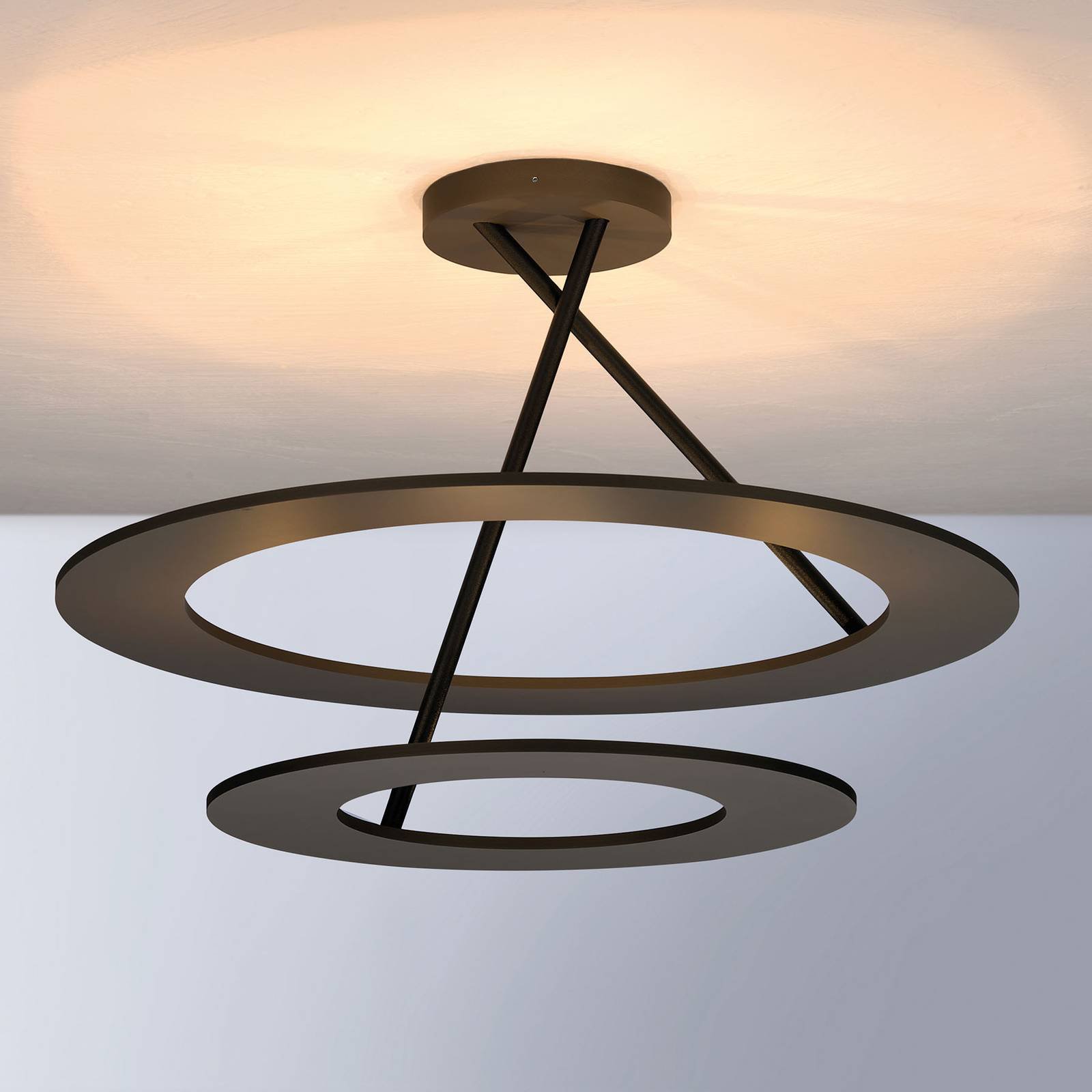 Bopp Stella LED-taklampe 2 ringer, bronse/svart