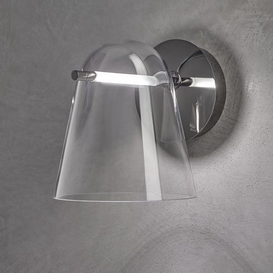 Prandina Sino W3 LED-vegglampe klar/svart krom