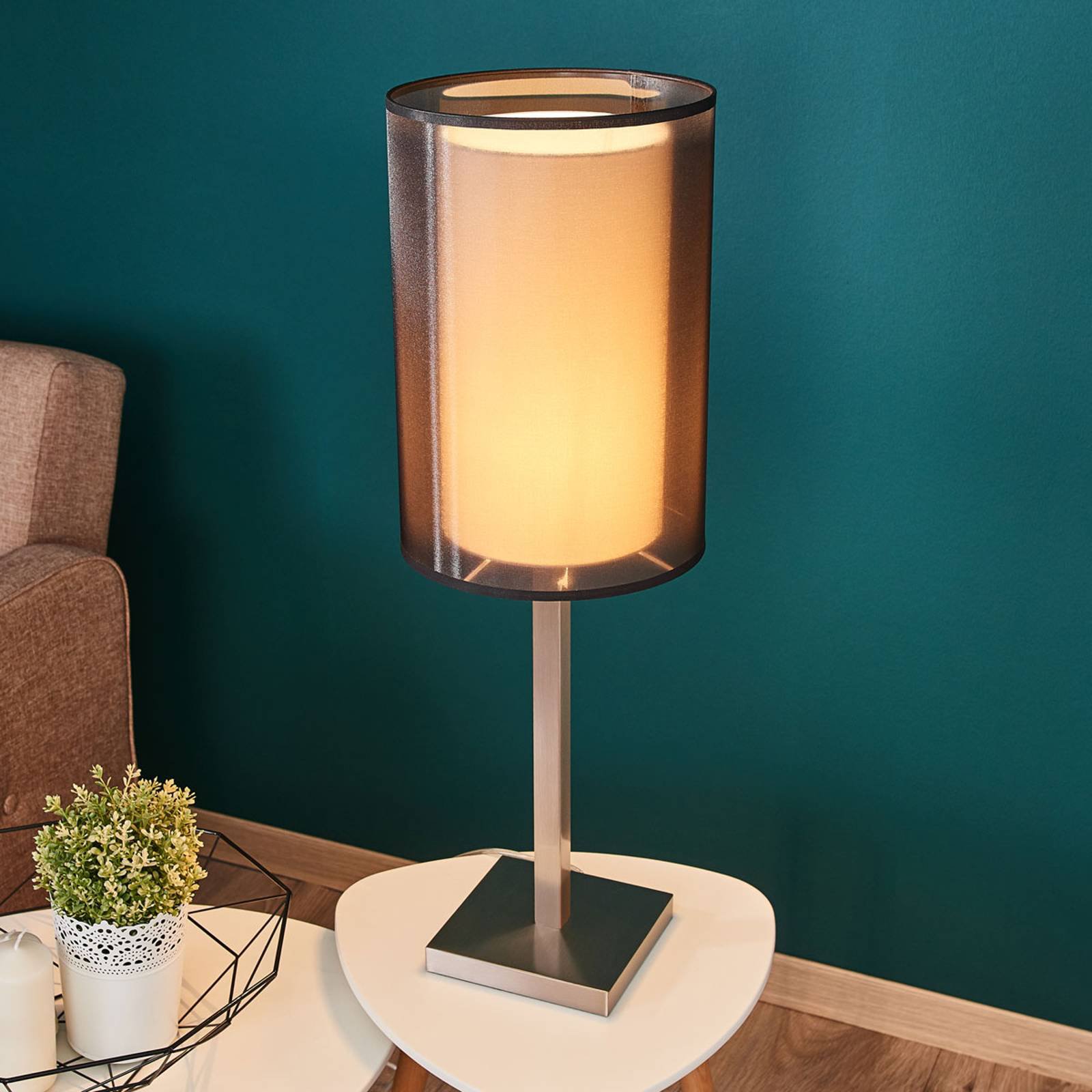 Bordlampe Quattro med organza-skjerm, høyde 71 cm