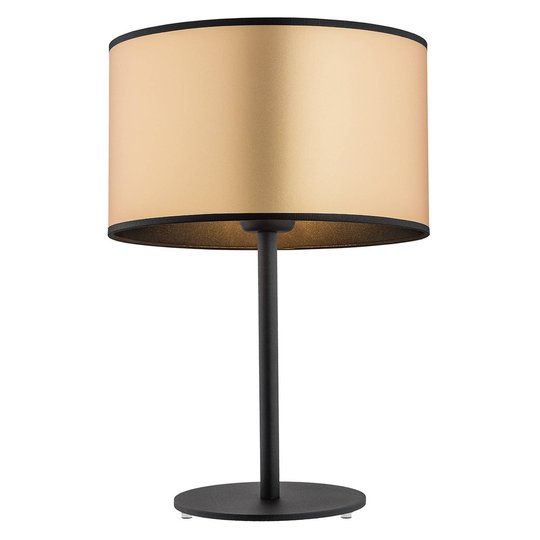 Bordlampe Lobera, tekstilskjerm i gull