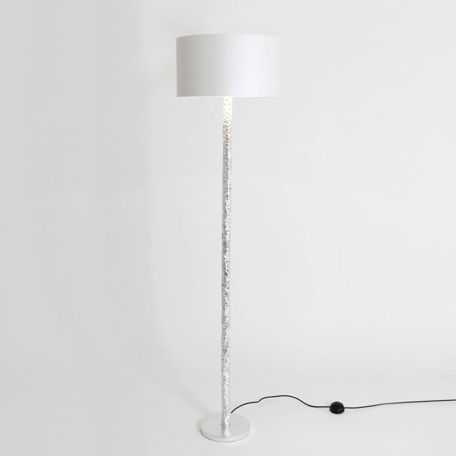 Gulvlampe Cancelliere Rotonda, silke, hvit/sølv