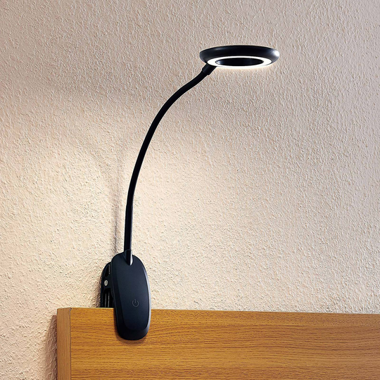 Prios Harumi LED-klemmelampe, svart