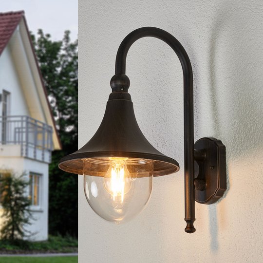 Utendørs vegglampe Daphne, antikk svart