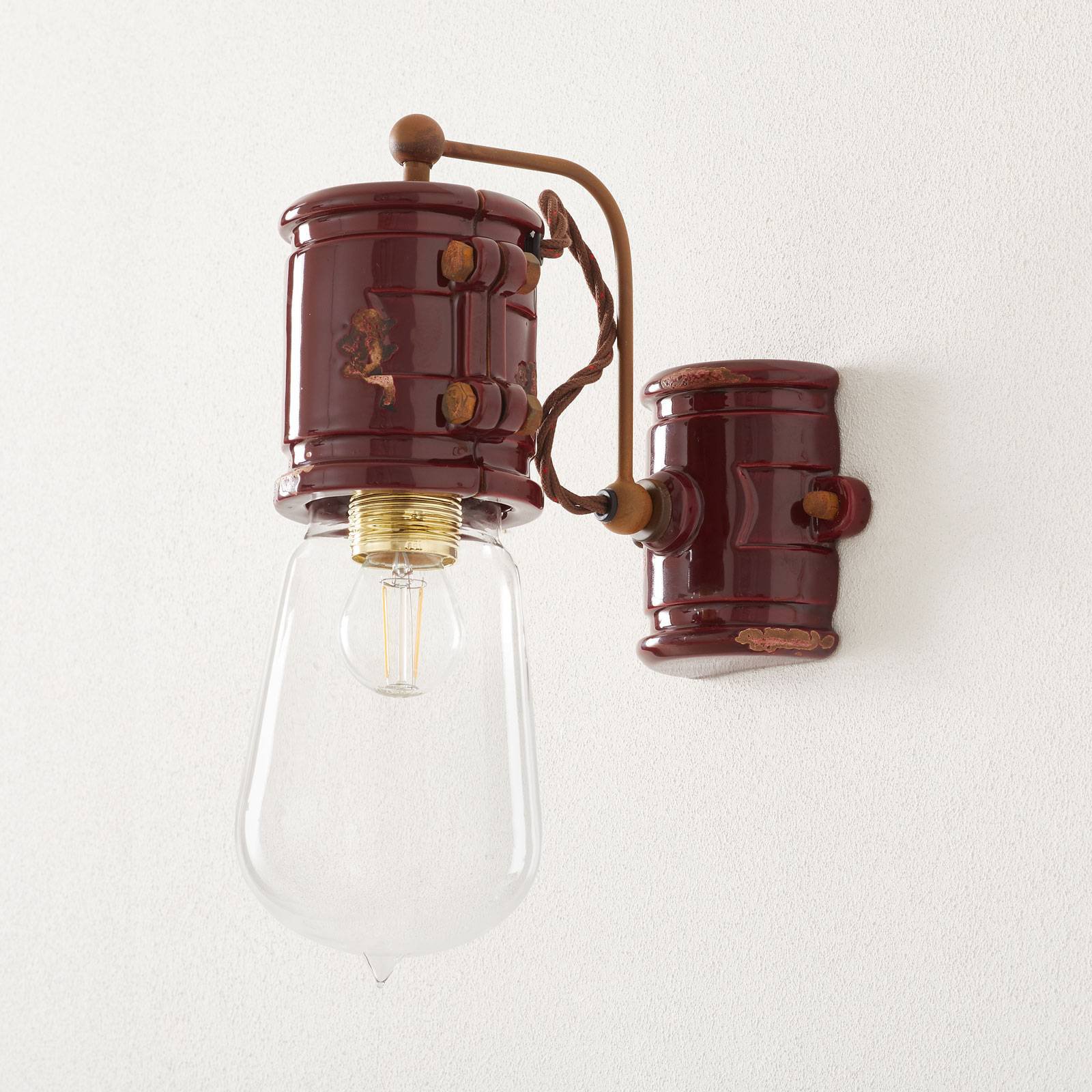 Vintage vegglampe C1523, bordeaux