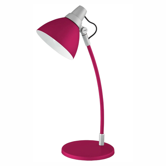 Fargeglad bordlampe i rosa med fot