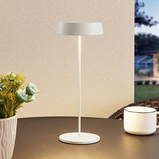Lucande Tibia LED-bordlampe, USB, hvit