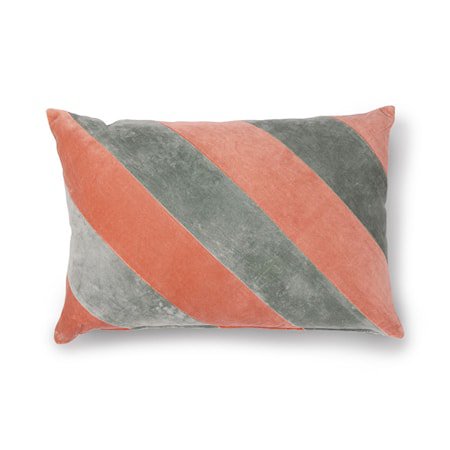 Striped Cushion Velvet Grey/Nude 40x60 cm