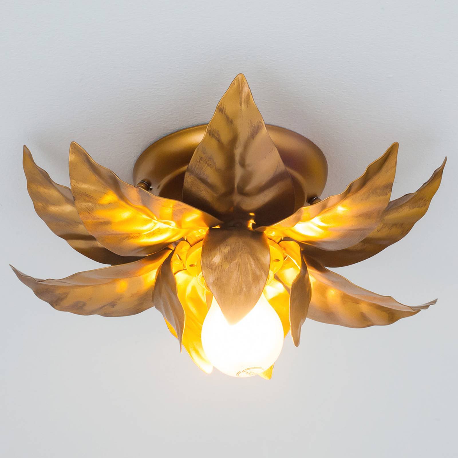 Taklampe ANTIK med gyldne blader 26 cm