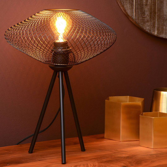 Bordlampe Mesh, høyde 41 cm, tripod, svart