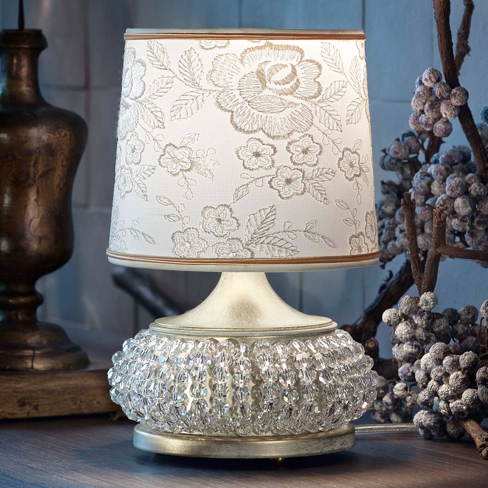 Galà bordlampe i gull og hvit