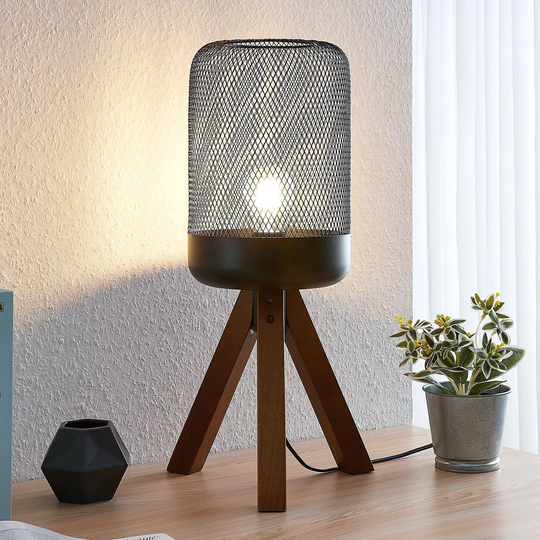 Lindby Eymen tripod-bordlampe med bur-skjerm