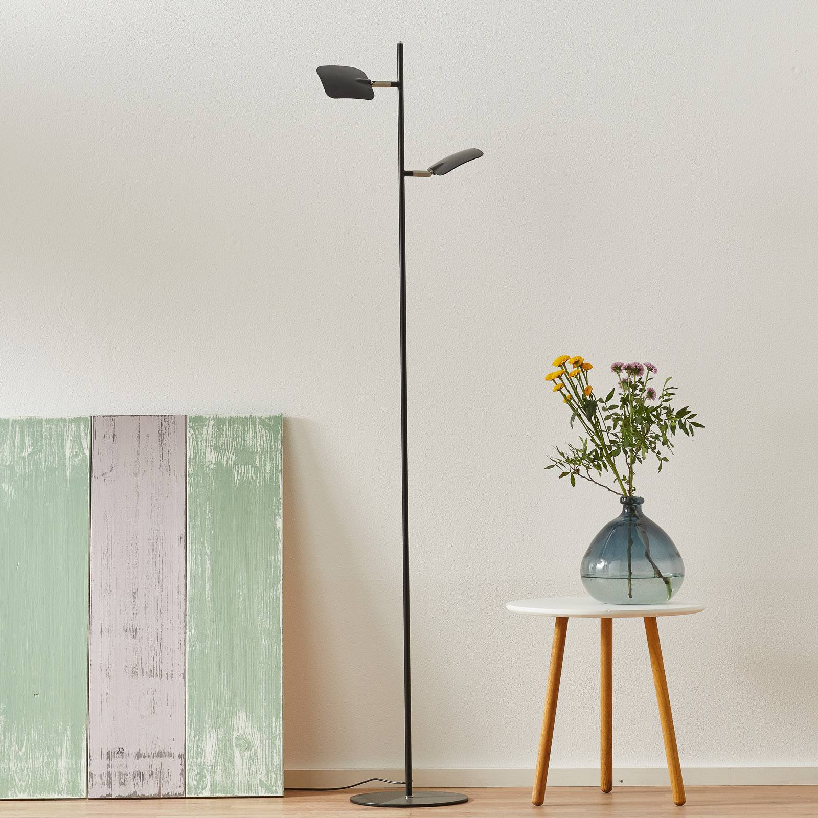 LED-gulvlampe Raggio, 2 lyskilder, svart