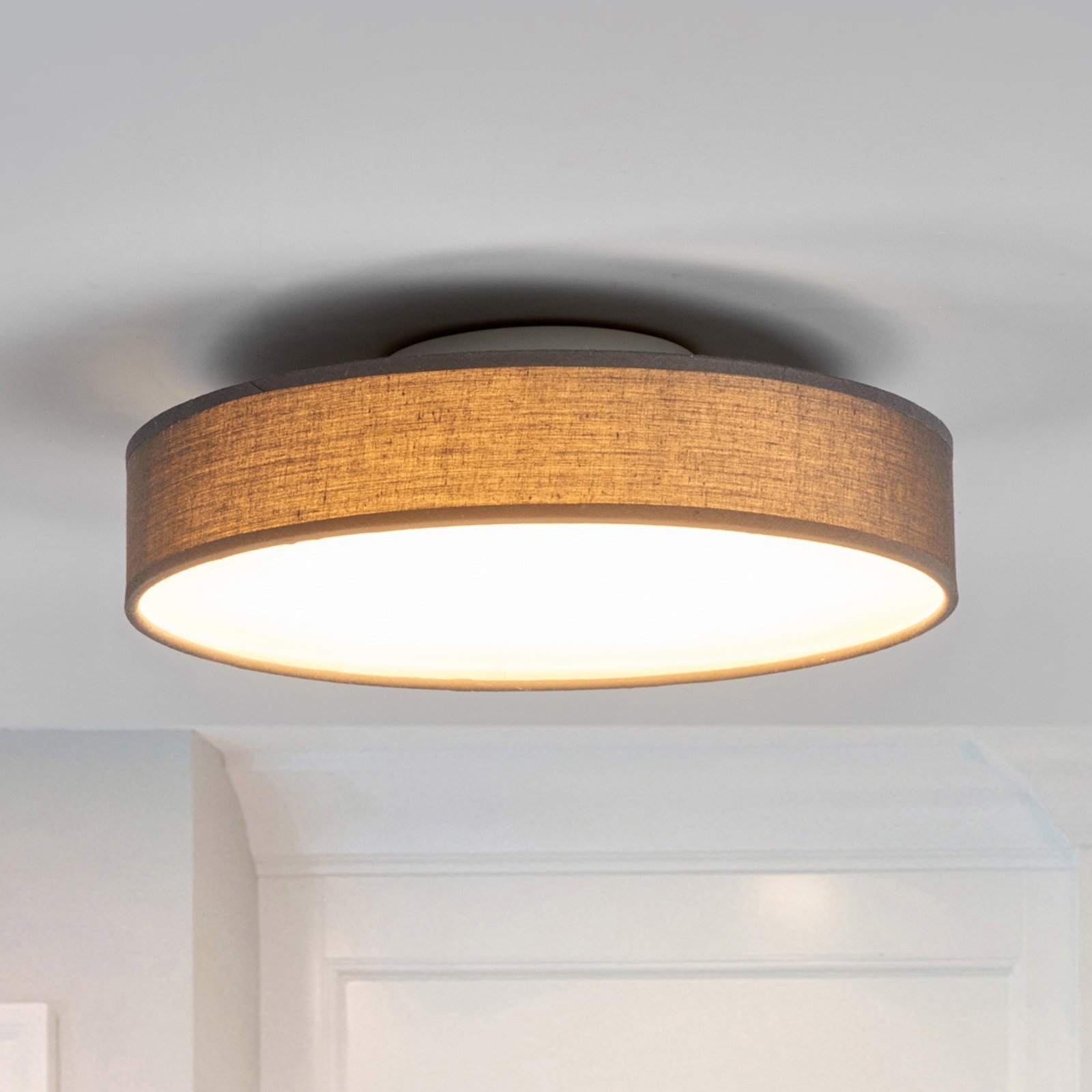 LED-stoff-taklampe Saira, 30 cm, grå
