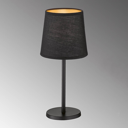Eve bordlampe med stoffskjerm, svart/gull