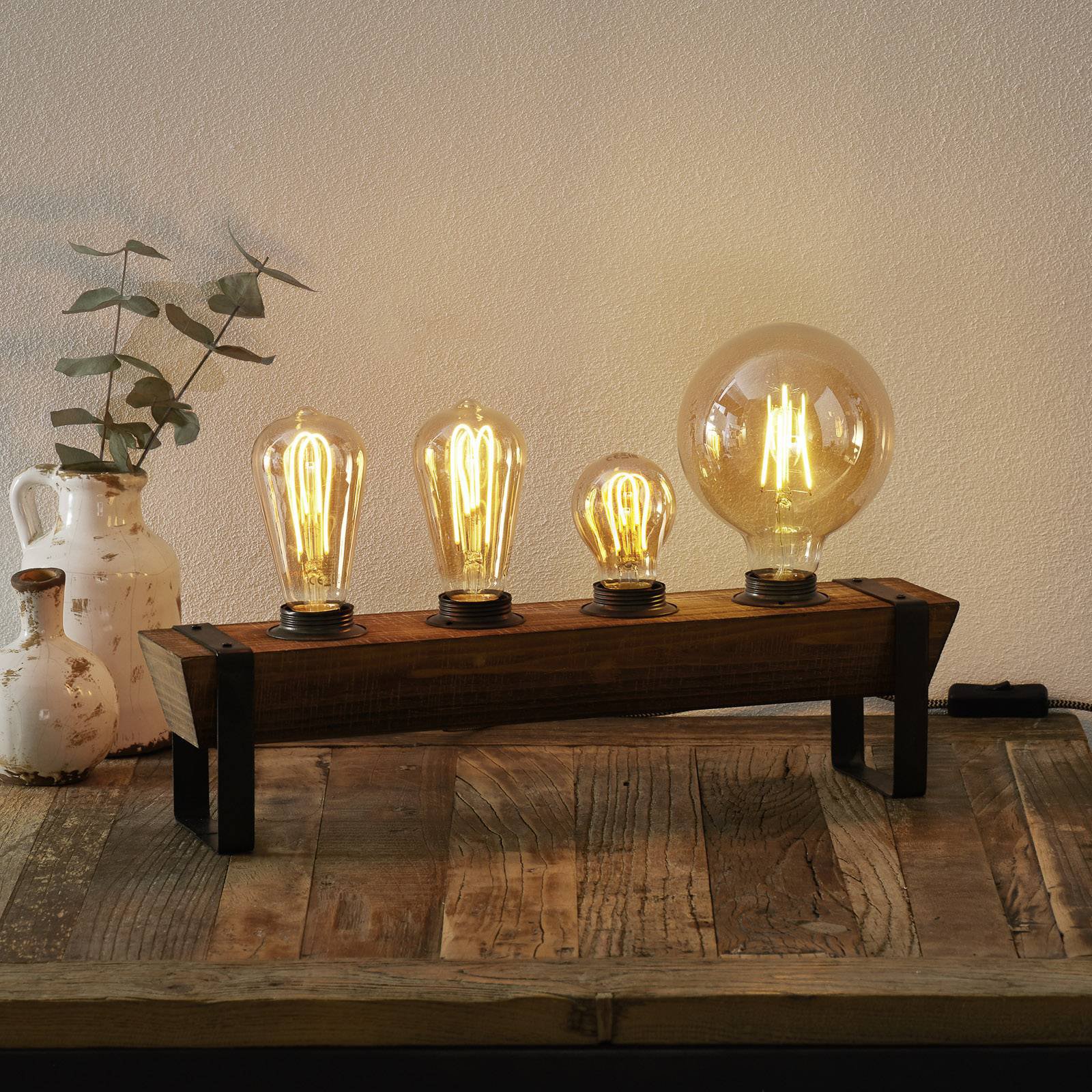 Bordlampe Legno av tre, 4 lyskilder