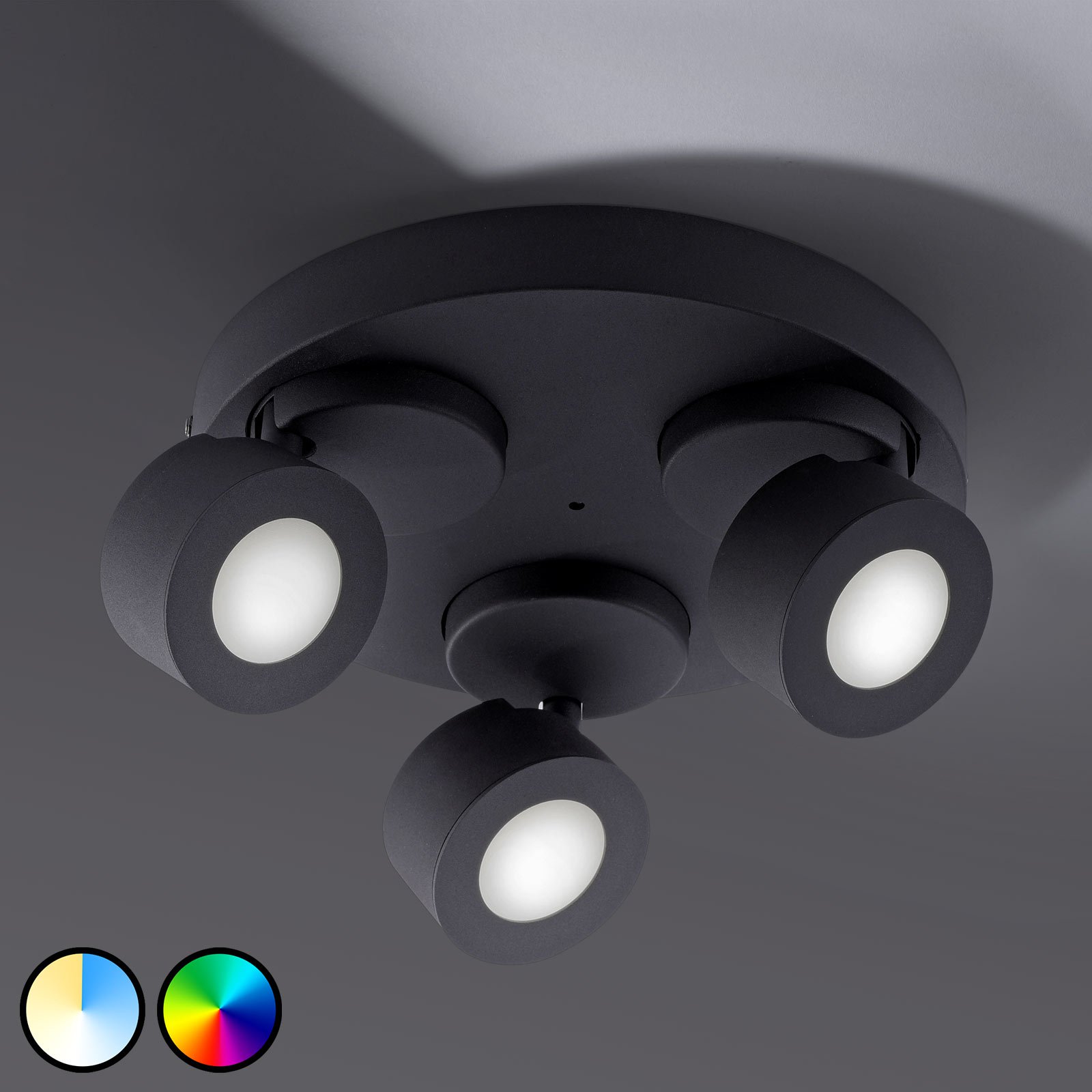 Trio WiZ Sancho LED-taklampe, 3 lyskilder, svart