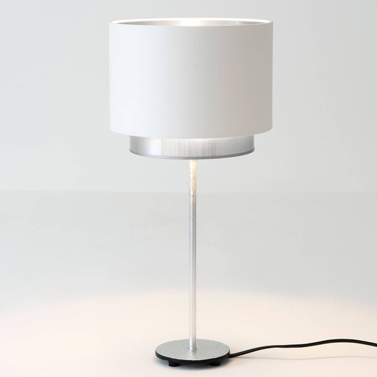 Bordlampe Mattia, Perla-silke, hvit/sølv
