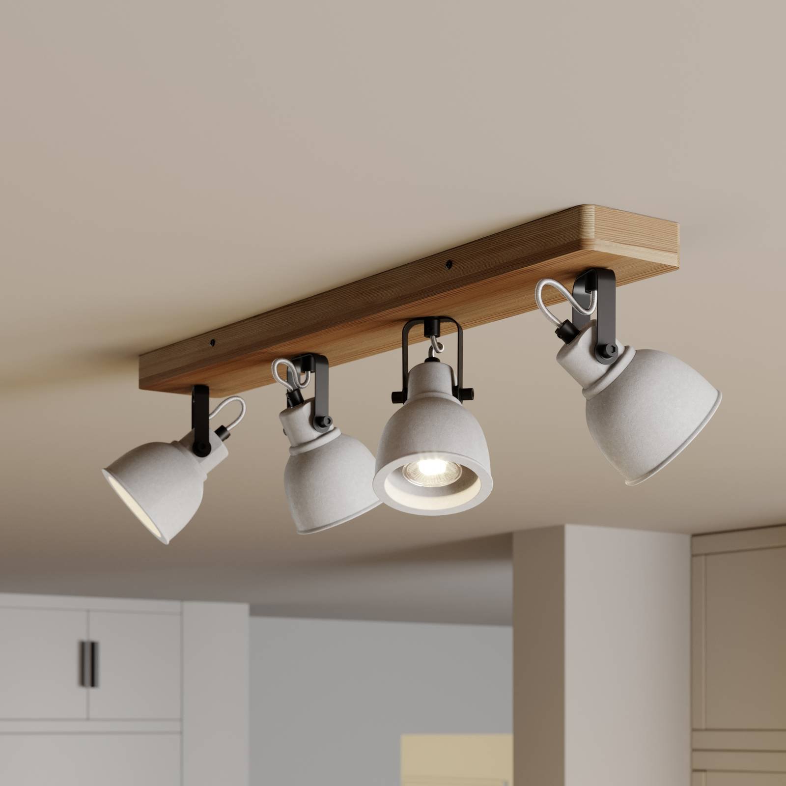 Lindby Mirka LED-taklampe, furutre, 4 lyskilder
