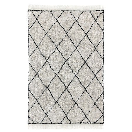 Bomullsteppe Diamant Hvit/Svart 120x180 cm