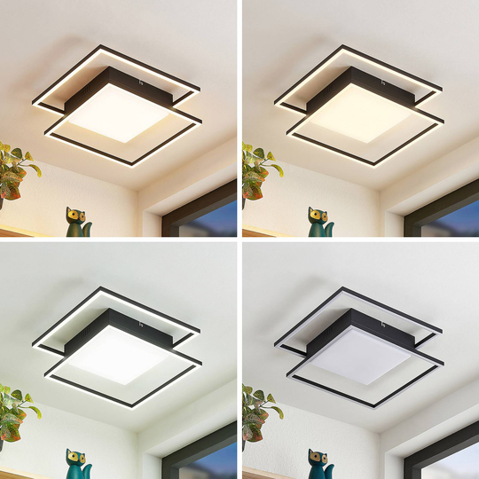 Lindby Zayd LED-taklampe, svart, dimbar