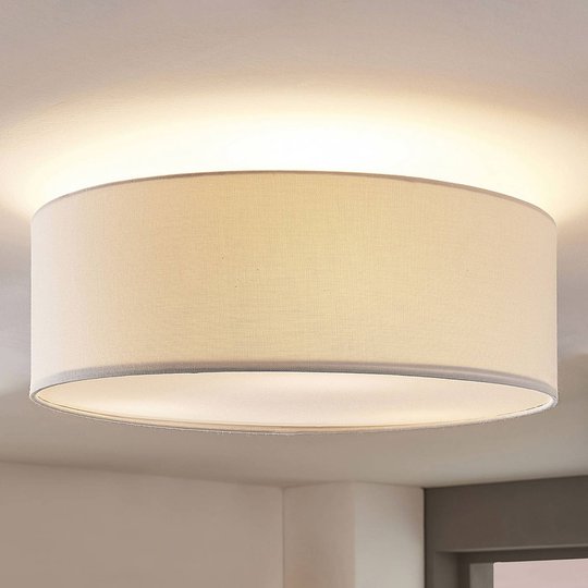 Stoff-taklampe Mariat med rund skjerm av lin