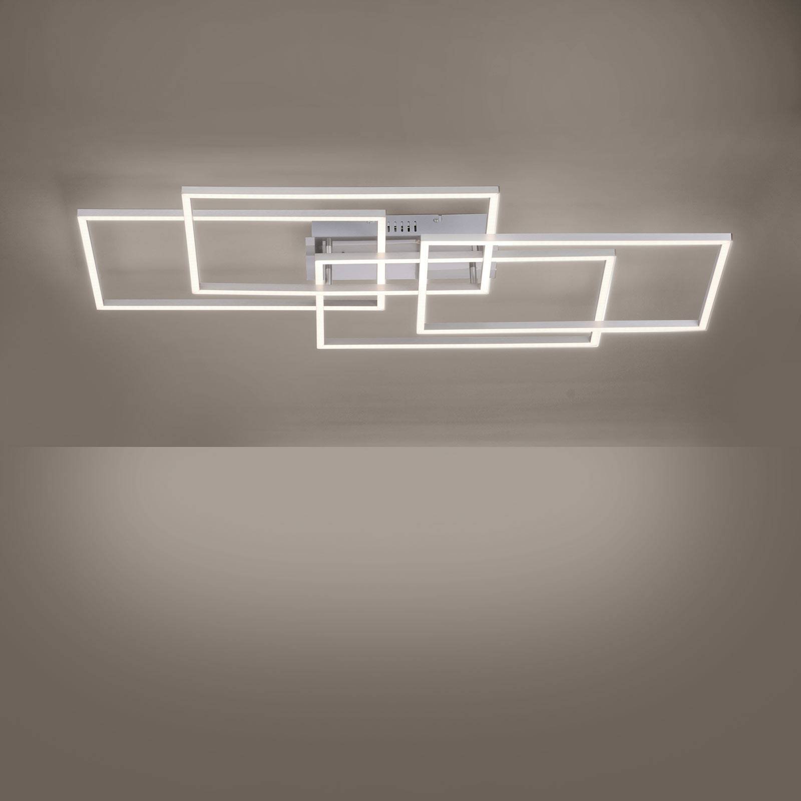 Iven LED-taklampe, stål, 4 lyskilder, kvadrat