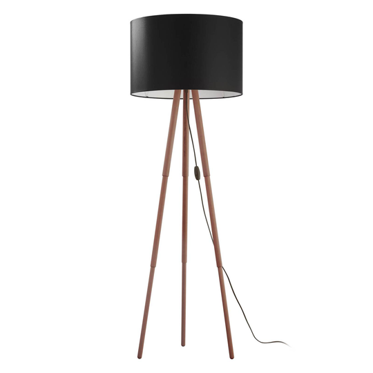 Gulvlampe Tokyo, tripod av tre, bøk/svart