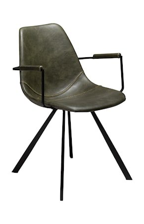 Stol med Armlener Pitch Svart Ben - Vintage Grønn