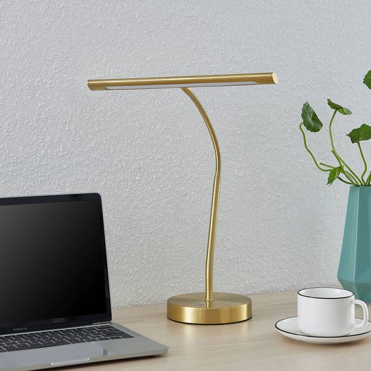 Lindby Nikali LED-skrivebordslampe, matt messing