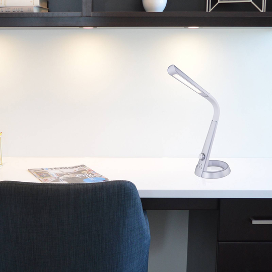 LED-bordlampe Mitti med USB-port, sølv/hvit