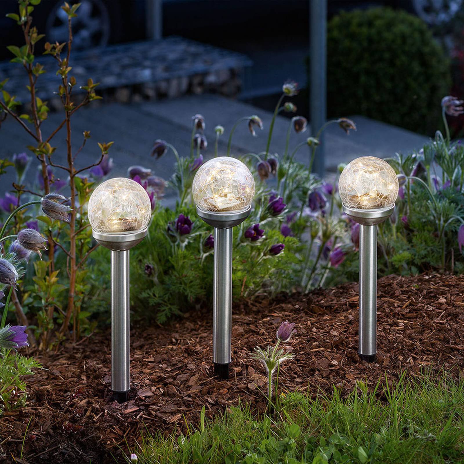 LED-soldekorasjonsbelysning Golden Balls 3-er-sett