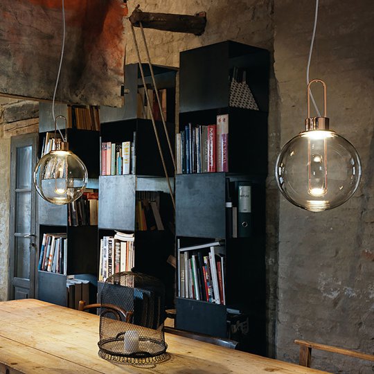 Modo Luce Orb LED-hengelampe, kobber, Ø 25 cm