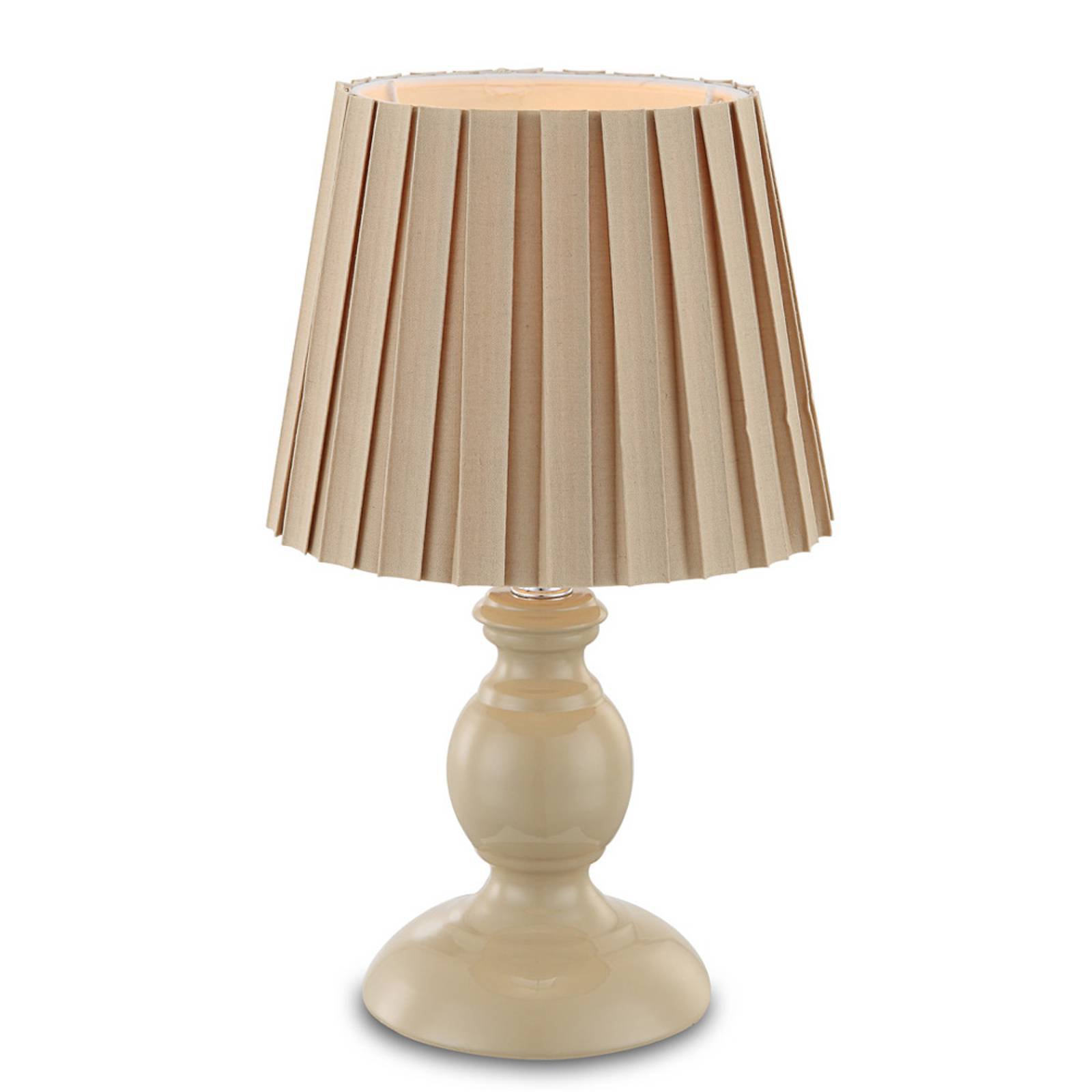 Plissee-bordlampe Jolanda, sandfarget