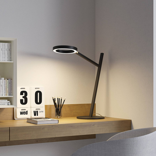Lucande Nimbe LED-bordlampe, svart, dimmer