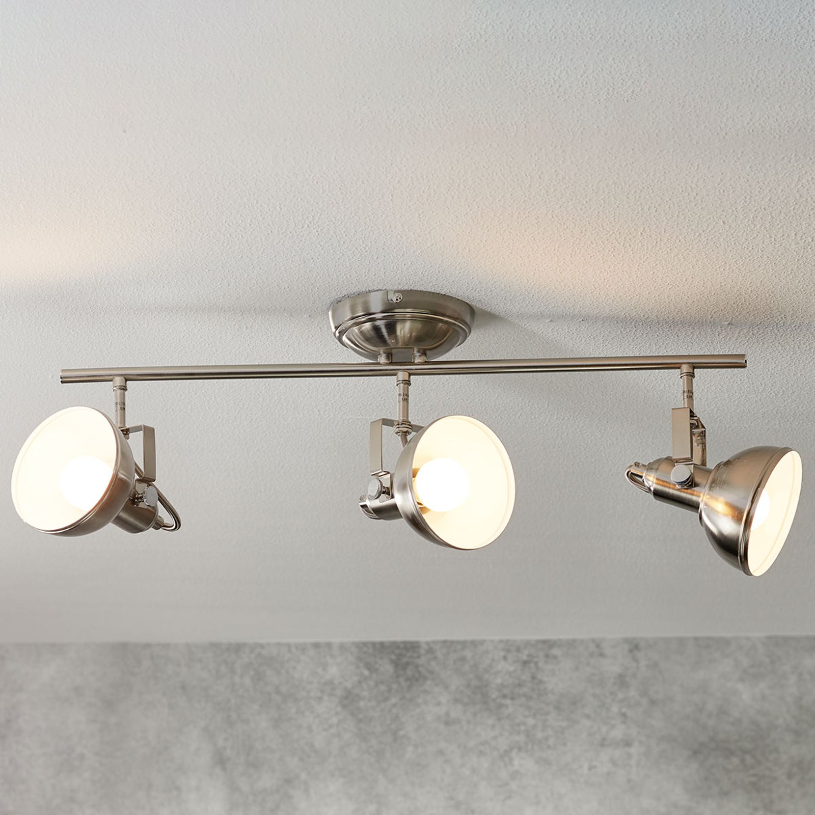 Taklampe Gina, 3 lyskilder, matt nikkel