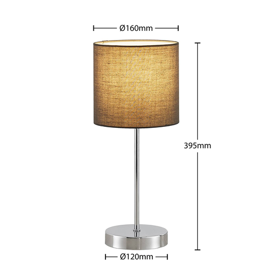 Lindby Leokadia bordlampe, krom grå