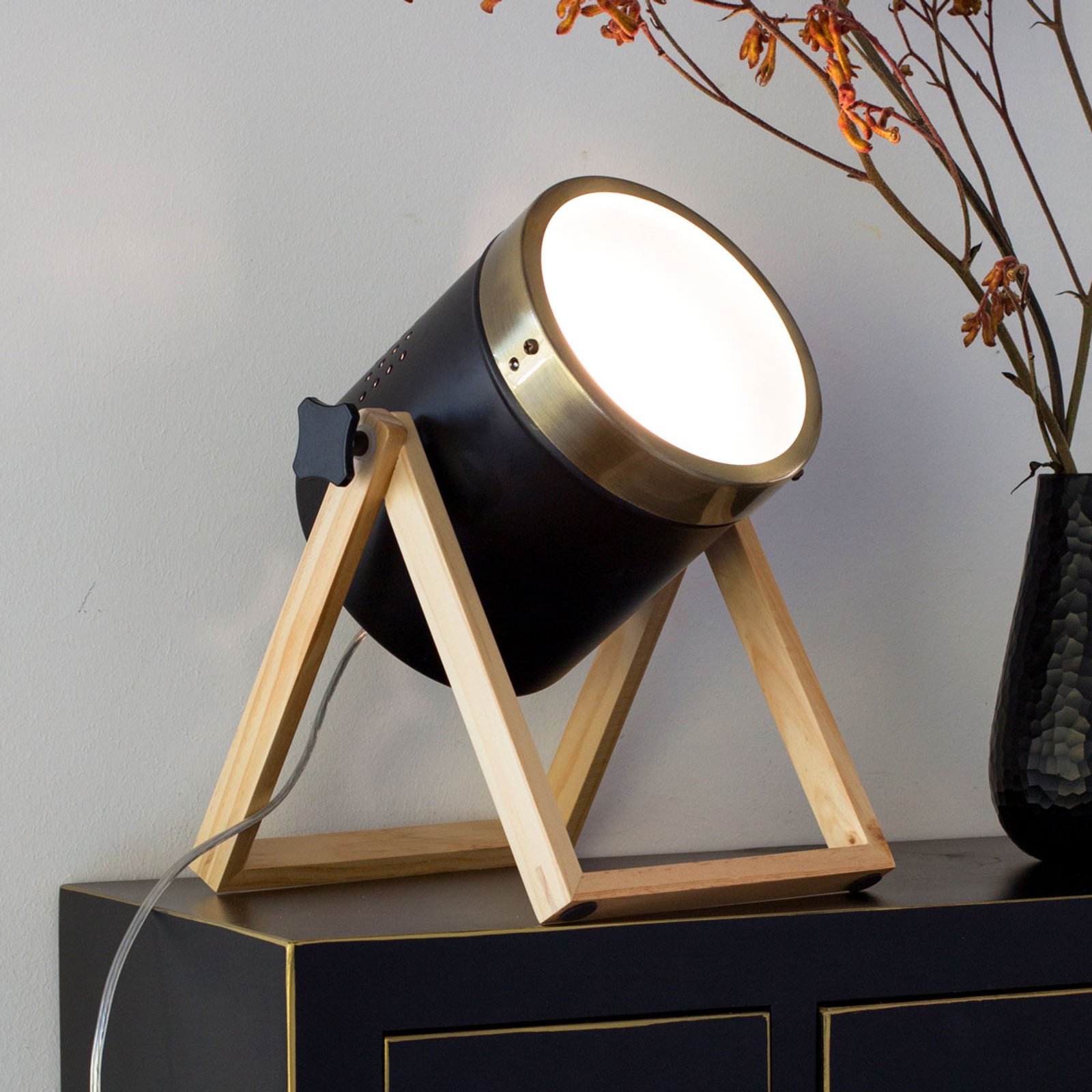 Bordlampe Tim svart, gull