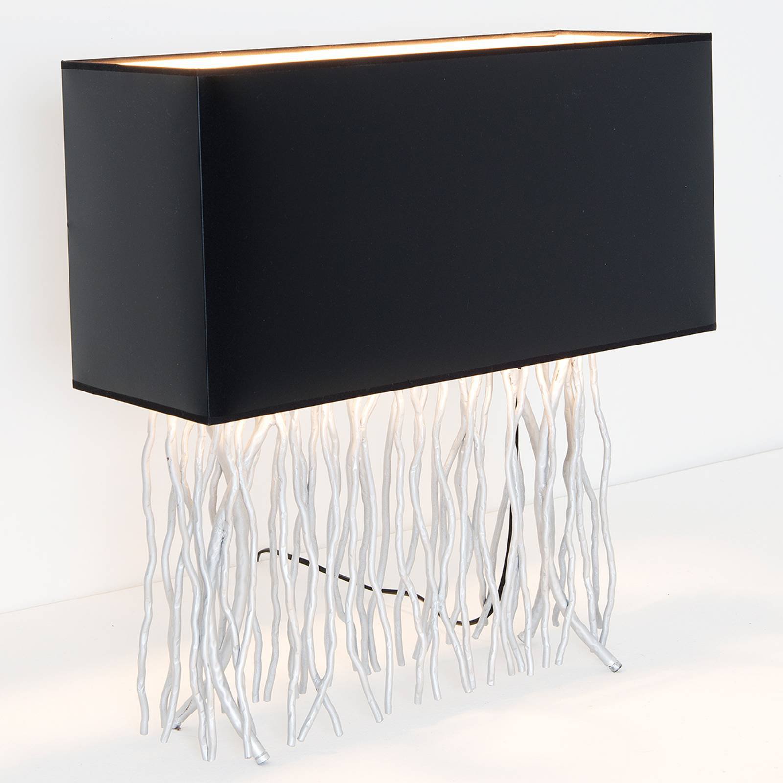 Bordlampe Capri, kantet, svart/sølv